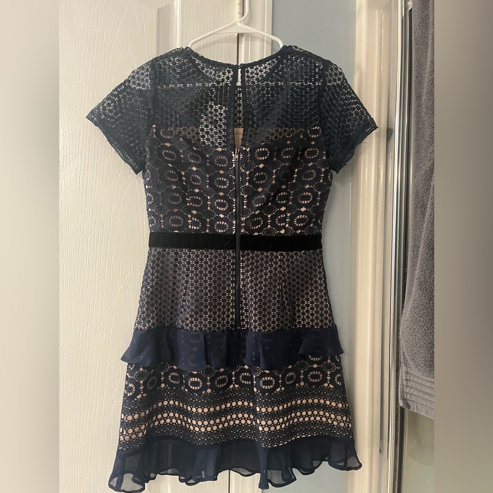 Lucy Paris Lace A-line Dress/ Navy Tiered Bottom - Picture 3 of 3